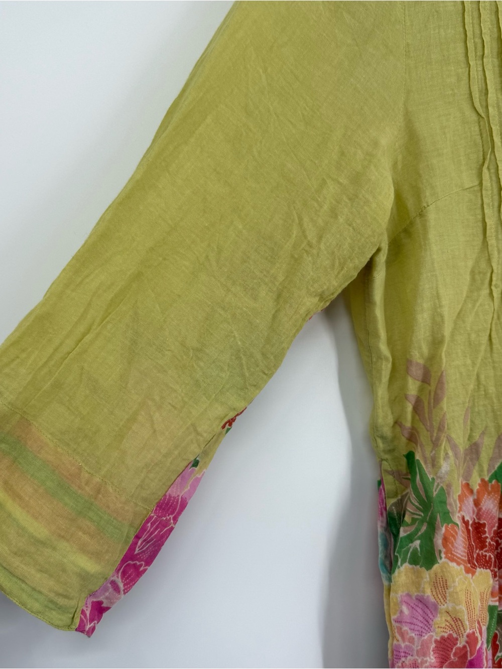 Sundance Floral Top Green Lightweight Pleated Boho Tropical Beach Tunic Size L - Picture 7 of 11